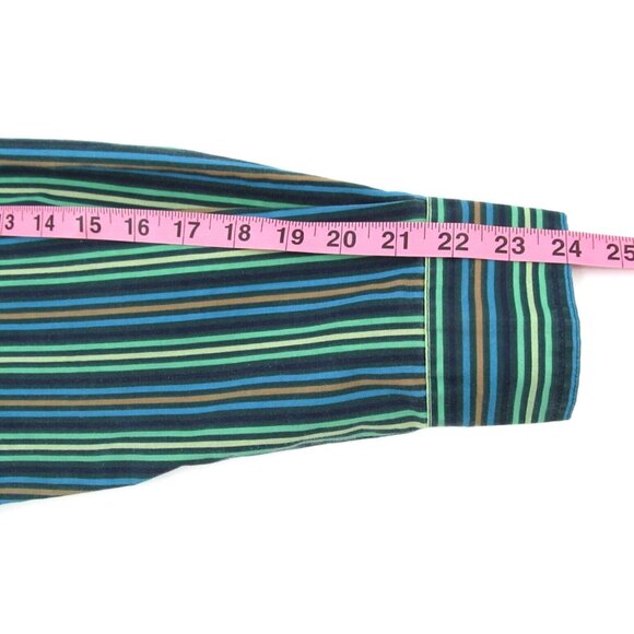 Vintage Roamans Shirt Womens Large Green Blue Striped Long Sleeve Button Down - Picture 12 of 14